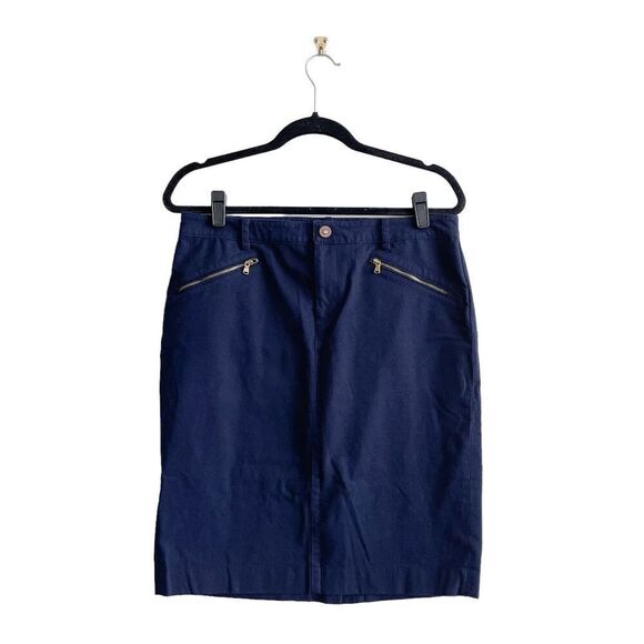 Lauren Ralph Lauren Women's Straight Cotton Pencil Skirt Navy Blue Size 10 - Picture 1 of 5